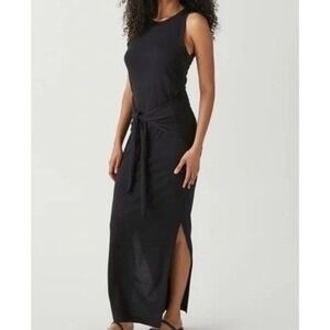 NWT Michael Stars Solange Black Maxi Dress Minimalist Quiet Luxury XS